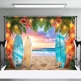 Aperturee - Aperturee Hawaiian Beach Surfboard Sunset Summer Vibe Backdrop